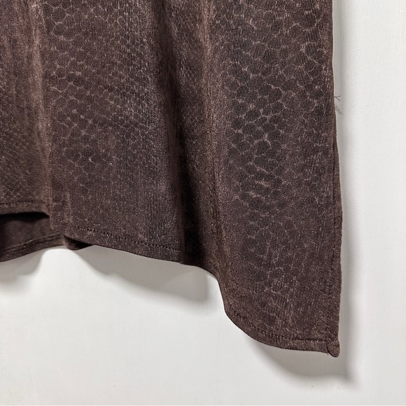 Vintage 90s Rabbit Rabbit Rabbit Designs Brown Snake Print Stretch Shirt Size 16 - Picture 6 of 16